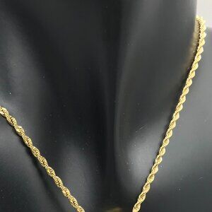 Real 18k Gold Plated Stainless Steel Rope Chain 19 inches Brand NEW